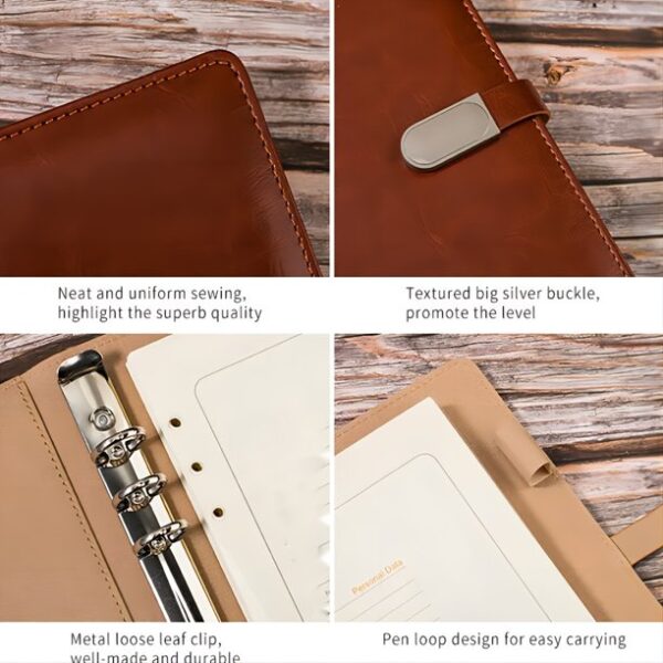 A5 PU Leather 6 Ring Binder Cover