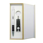 Ballpoint Pen and Keychain Set with Flashlight and Wooden Case (1)