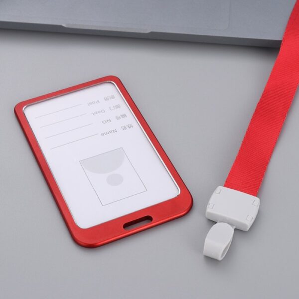 Vertical Alloy Lanyard ID Card Holder with Clear ID Window (5)
